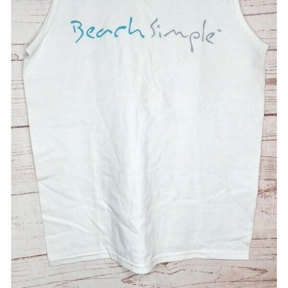 Beach Simple Cotton Blend Made In America Small White Tank Top - Picture 3 of 9